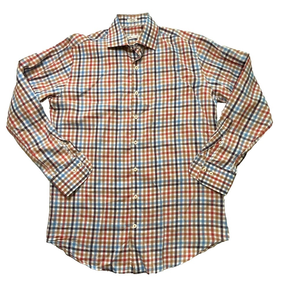 Peter Millar Nanoluxe Easy-Care Button Up Shirt 100% Cotton RN 100308 Men Size M